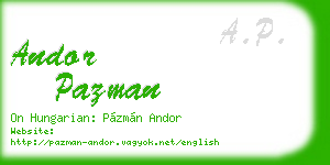 andor pazman business card
